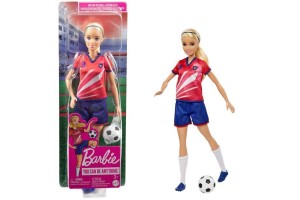Barbie focista baba piros 9-es mezben, labdával