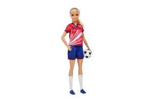 Barbie focista baba piros 9-es mezben, labdával
