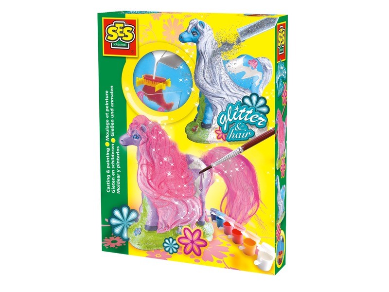 SES csillogó lovacskák gipszkiöntő — festett gipszlovak