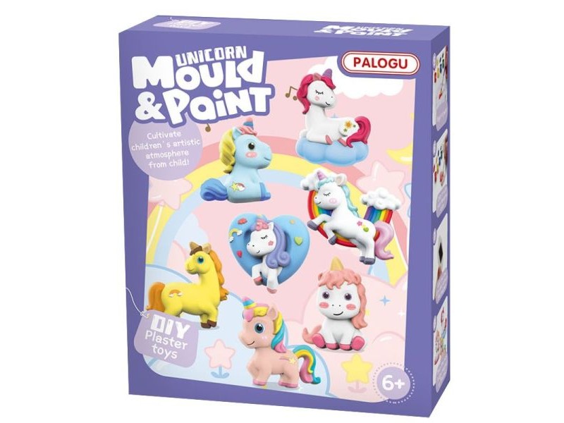 Unikornis hűtőmágnes készlet — 6 db gipszfigura