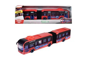 Dickie Volvo városi busz, 40 cm, piros-kék, csuklós