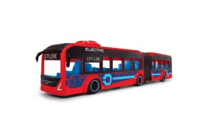 Dickie Volvo városi busz, 40 cm, piros-kék, csuklós