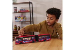 Dickie Volvo városi busz, 40 cm, piros-kék, csuklós