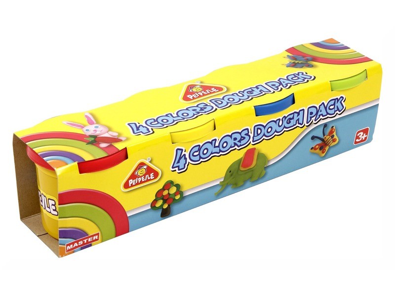 Gyurma 4 darabos készlet tégelyben — piros, sárga, zöld, kék