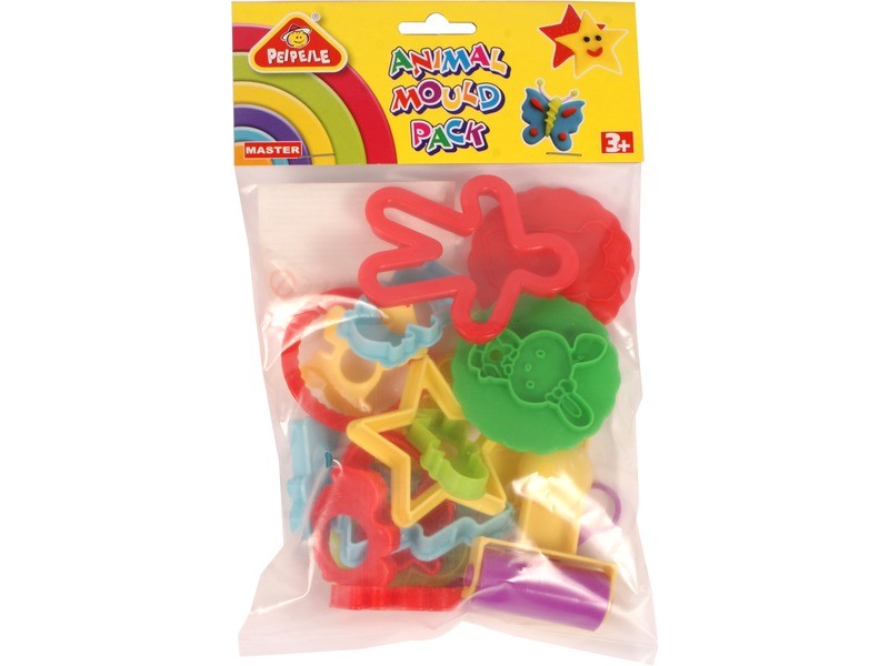 Gyurma állatos nyomóforma készlet — sablonok és henger