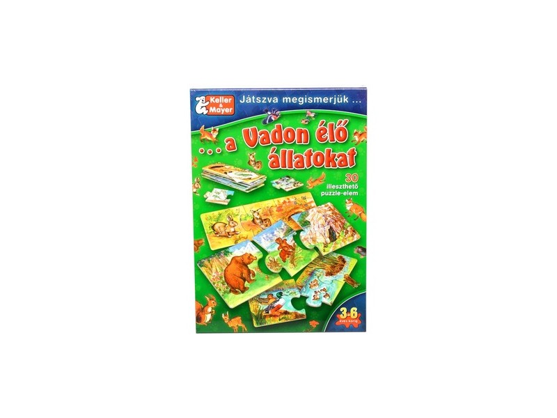 Vadállatok puzzle társasjáték gyerekeknek