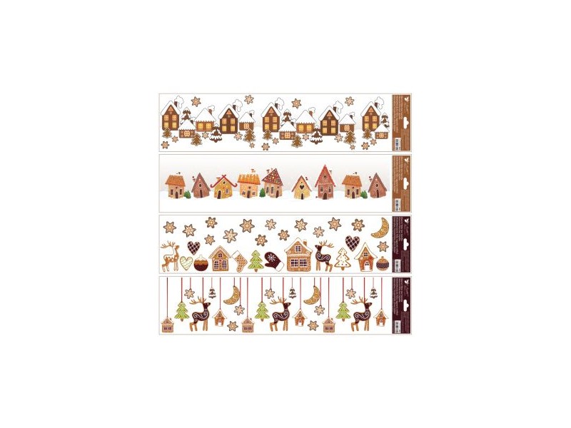 Mézeskalács házak és függő díszek matrica 64 x 15 cm