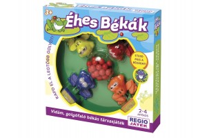 Éhes békák társasjáték - doboz és figurák