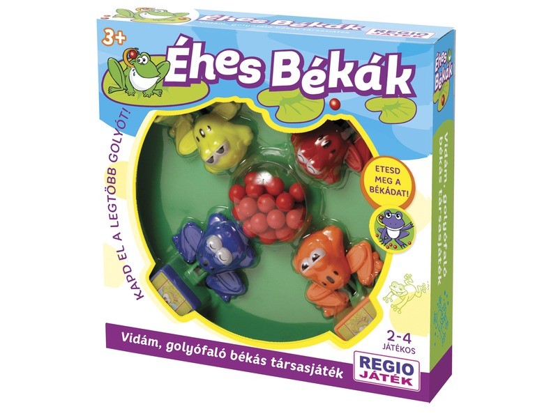Éhes békák társasjáték - doboz és figurák