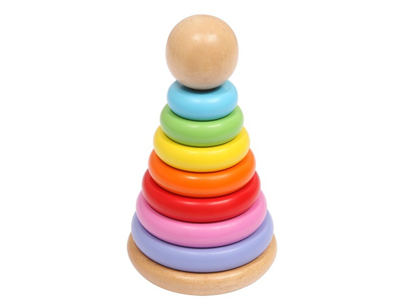 Fa gyűrű piramis készlet – színes fa gyűrűk