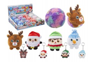 Karácsonyi kifordítható plüssgolyó, 9 cm