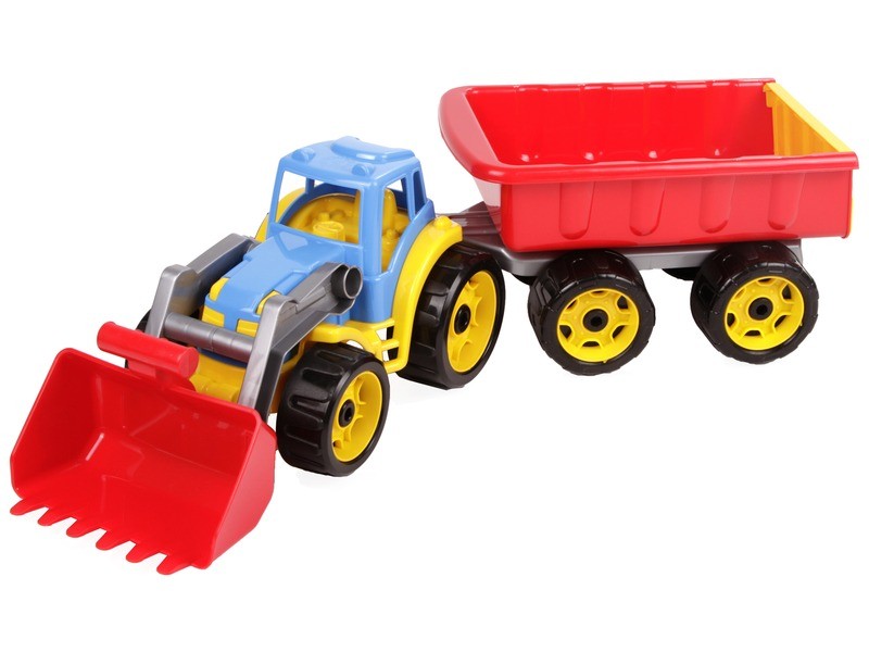 Műanyag traktor utánfutóval (65 cm)