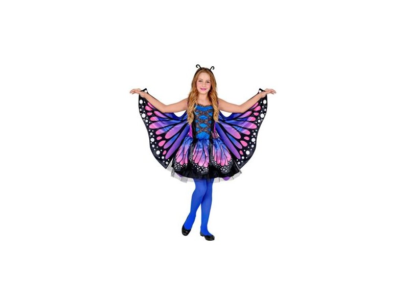 Kék pillangó jelmez szárnyakkal - 116 cm
