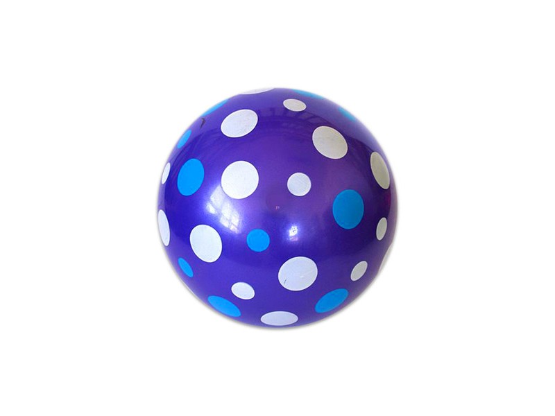Fehér-kék pöttyös lila gumilabda (22 cm)