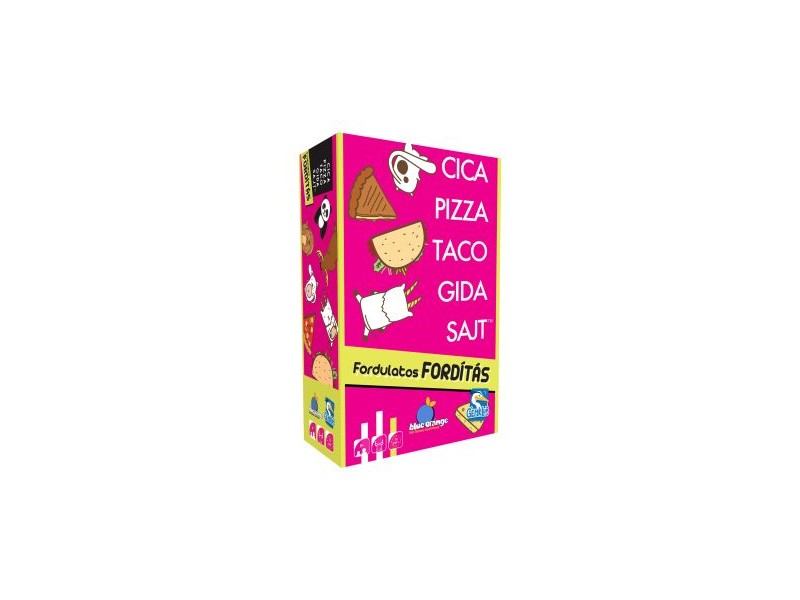 Cica, pizza, taco, gida, sajt: társasjáték doboz