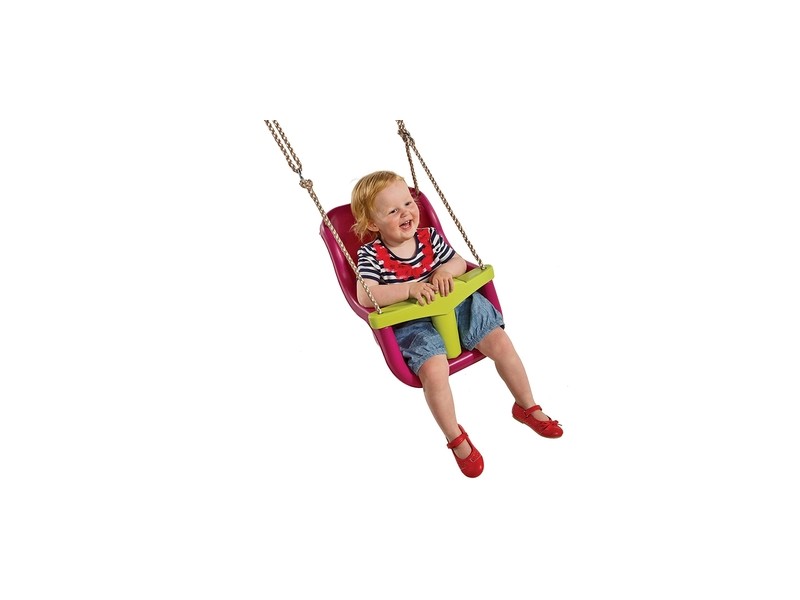 DeLux biztonsági bébihinta lila-lime — 36×49 cm, 25 kg