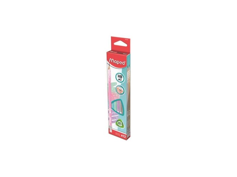 Maped csillogó háromszög grafitceruza 12 db HB radírral