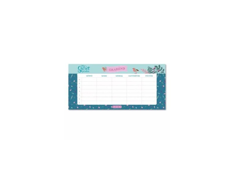 My Secret Garden - kék mintás egylapos órarend