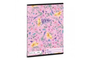 Fleur A5 virágmintás sima füzet, 32 lap, fényes borító