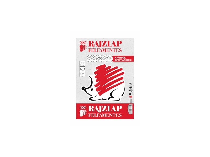 ICO Süni A4 rajzlap, félfamentes, 20 db