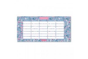 Pearl Blossom Blue kétoldalas virágmintás órarend 11x23 cm