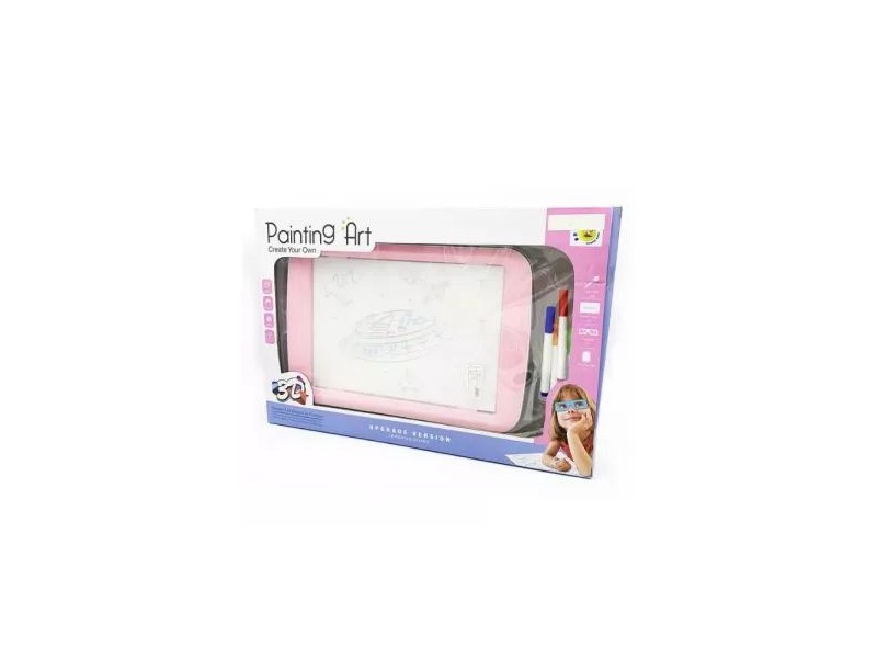 Rózsaszín kreatív rajztábla – filctollak és 3D szemüveg