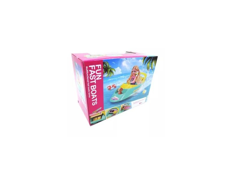 Motorcsónak szett babával (9 db) - 25 cm