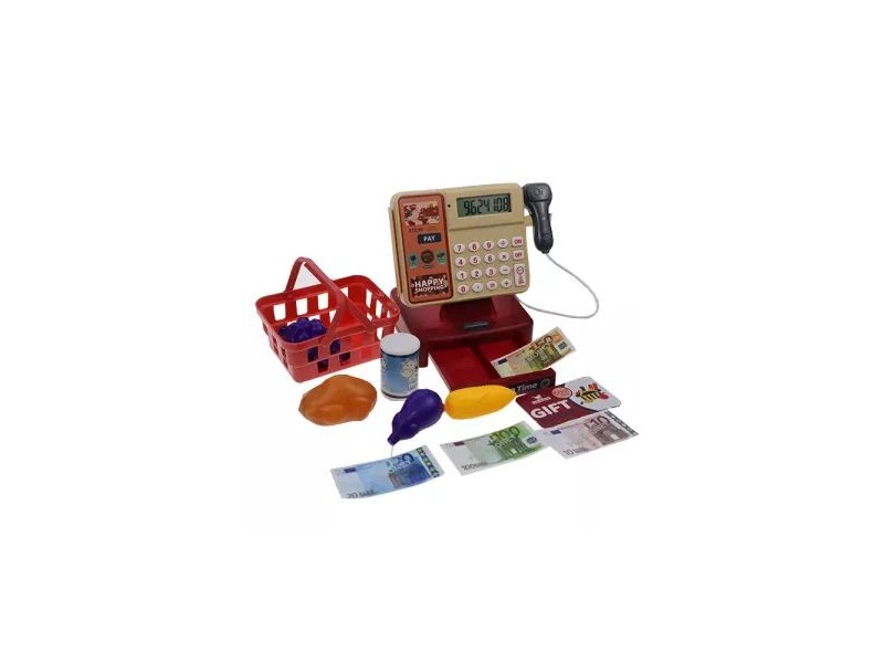 Elektromos pénztár játékszett kijelzővel és kosárral