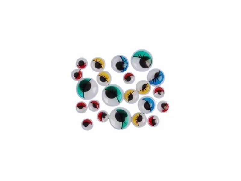 Öntapadós színes mozgó szemek, 24 db – többféle