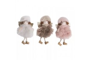 Lány bábu dekoráció akasztóval, 12 cm - arany szárnyak