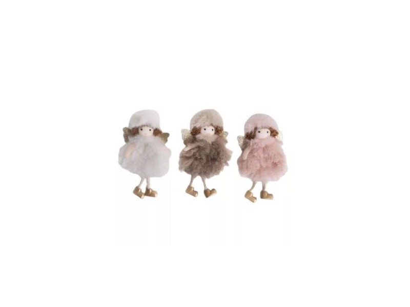 Lány bábu dekoráció akasztóval, 12 cm - arany szárnyak