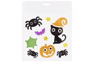 Fekete macska és Halloween tök ablakzselé szett