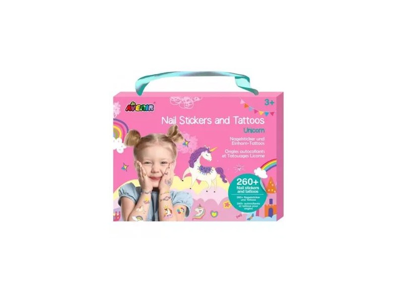 Avenir unikornis tetováló- és körömmatrica készlet