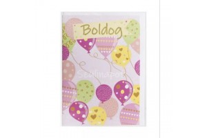 Képeslap rózsaszín lufikkal - 13 x 19 cm