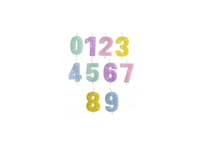 Színes születésnapi számgyertya 6 cm