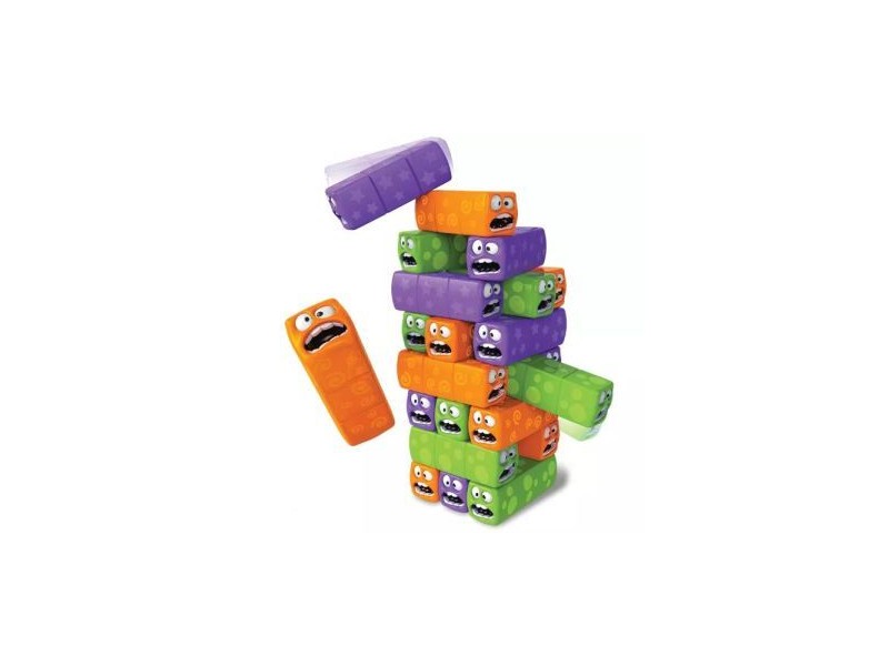 Hernyótorony - színes fahasábok vicces arcokkal