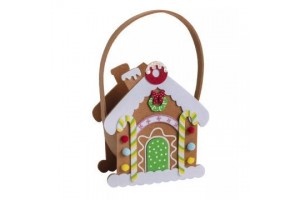 Mézeskalács ház formájú filc szütyő, 16×17 cm