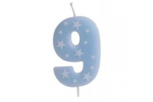 Színes számgyertya '9' - 6 cm