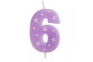 Színes 6-os számgyertya, 6 cm
