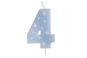 Színes 4-es számgyertya, 6 cm