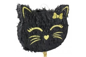 Fekete cicafej alakú pinata, 35 cm