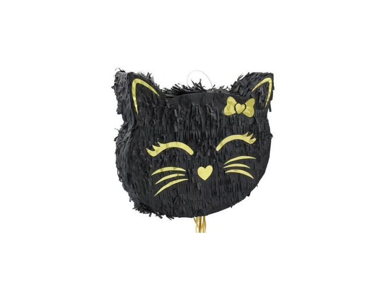 Fekete cicafej alakú pinata, 35 cm