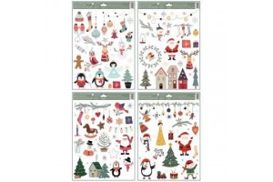 Pingvin és télapó ablakmatrica - 30×42 cm