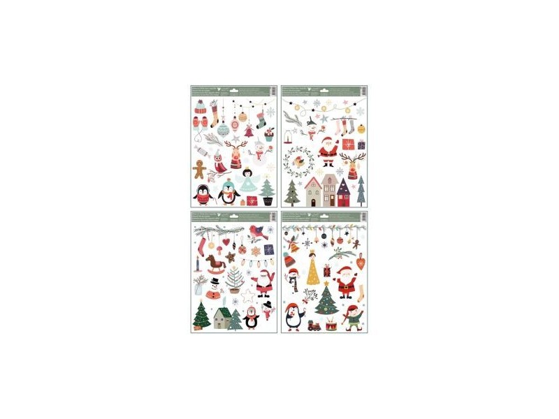 Pingvin és télapó ablakmatrica - 30×42 cm