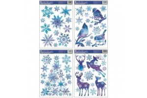 Karácsonyi mintás kék ablakmatrica 37 x 29 cm