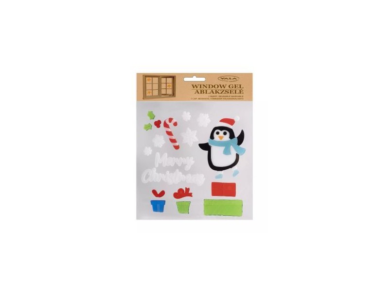 Ablakzselé – pingvin és ajándék minták, 20×25 cm