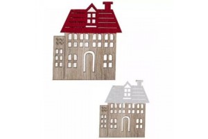 Faházikó karácsonyfadíszek 12 db, piros-fehér, 3×4,5 cm