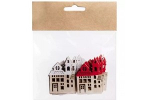 Fa templom karácsonyi díszek - 12 db, 5 cm