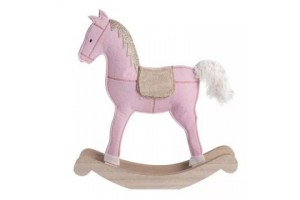 Hintaló fa dekoráció (fa+filc), 28×29 cm