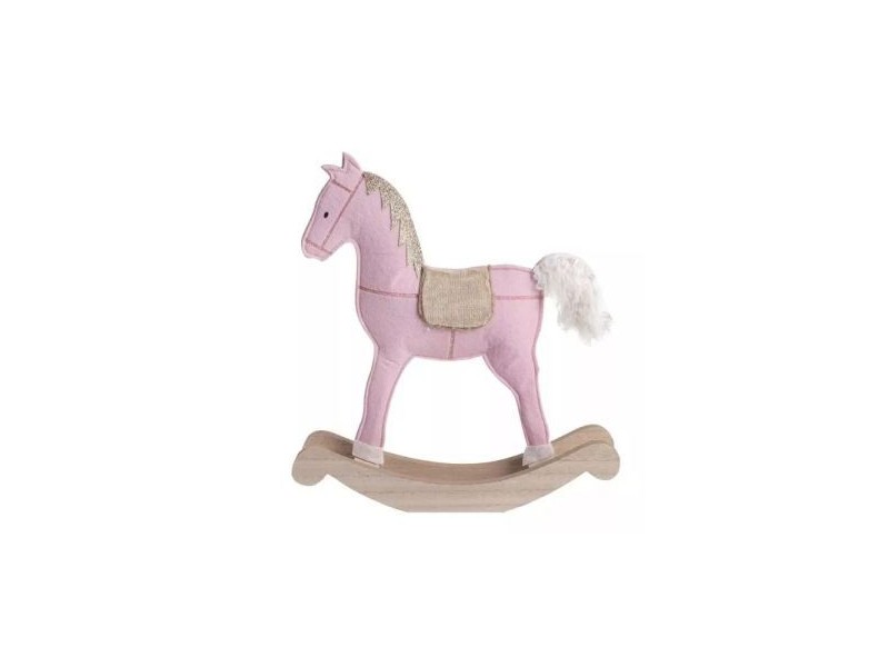 Hintaló fa dekoráció (fa+filc), 28×29 cm